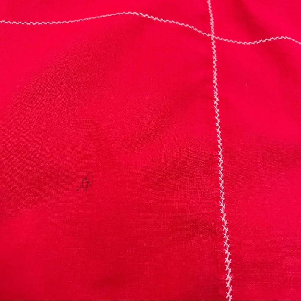 Vintage Appliquéd Christmas Tablecloth Red Large‎ Kitchen Holiday Xmas Festive